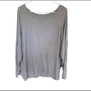 Lane Bryant Scoop Neck Long Sleeve Tee Gray Plus Size 14/16